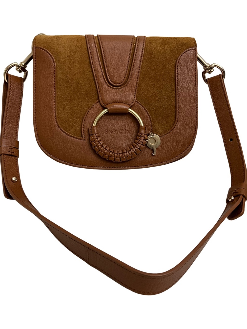 SEE BY CHLOÉ Hana Brown Suede Leather Crossbody Saddle Bag
